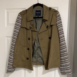 Madewell Olive Jacket with Striped Sleeves